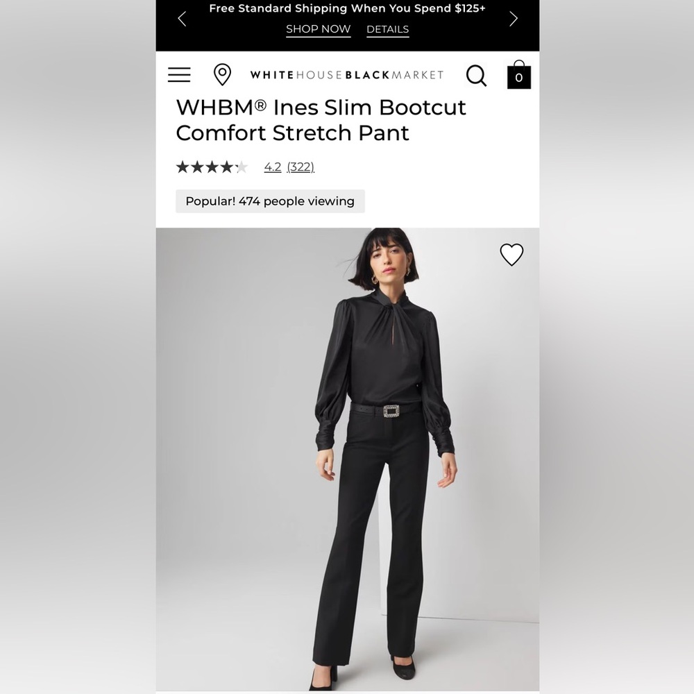 WHBM Ines Slim Bootcut Trusers Womens Size 10